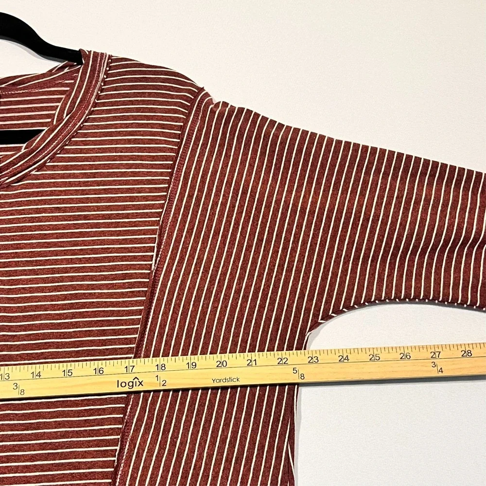 umgee‎ USA Blouse Popover Floral Striped Long Sleeve Casual Split Hem Women's S